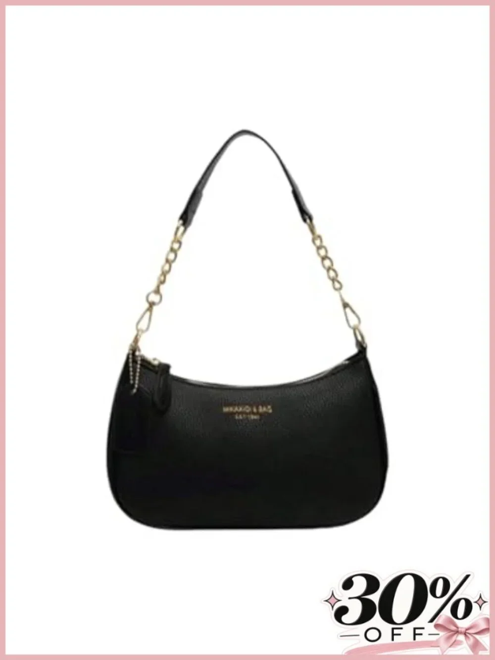 SHENHE PU Leather Gold Chain Hobo Shoulder Handbag Detachable Crossbody Strap